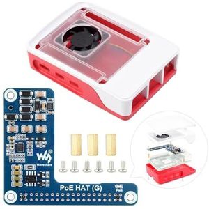 Waveshare Power Over Ethernet HAT (G) uitbreidingskaart voor Raspberry Pi 5, POE HAT met Pi 5 officiële zaak, 802.3af/at-volgzaam, 5V 5A uitgang