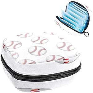 Maandverband Opbergtas,Draagbare maandverband Opbergzak,Honkbal Naadloze Patroon, Meerkleurig, 4.7x6.6x6.6 in/12x17x17 cm