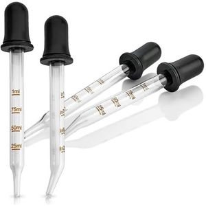 Oogdruppelaar - (Pack van 4) gebogen en rechte tip gekalibreerd glas geneeskunde druppelaars voor etherische oliën pipet pipet voor een nauwkeurige en eenvoudige dosering en meting (1 mL capaciteit)