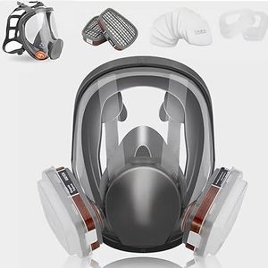 Sosvulix 27-in-1 volgelaatsmasker, herbruikbaar, voor organische dampen, zure gassen, vocht, schilderen, polijsten, gezichtsbescherming met 22 filterbare wattenpads, 2 patronen