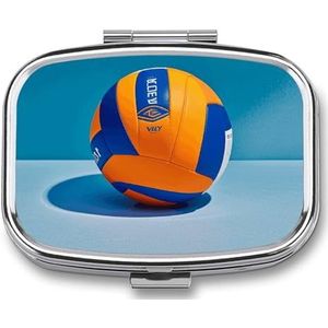 Blauwe Volleybal Pillendoos Pil Case Leuke Pil Organizer Pil Houder Geneeskunde Pil Organizer Pil Container Dagelijkse Pil Organizer Kleine Pillendoos Pil Case voor Portemonnee Pocket