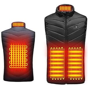 Ayhuang Uniseks elektrisch verwarmd vest gewatteerd vest heren winter warm vest USB winterjas wasbare verwarmde kleding met instelbare temperatuur verwarmingsvest beschikbaar outdoor skiën, zwart, L