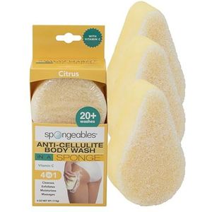 Spongeables Exfoliërende bodywasspons, voor cellulitis met vitamine C, citrus, 3 count