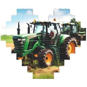 Bedrijf Boerderij Tractor Legpuzzel - Hartvormige Bouwstenen Puzzel-Leuk En Stressverlichtend Puzzel Spel