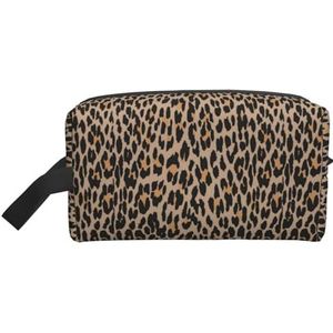 Make-uptas, dierenprint gevlekte luipaard bruin zwart reizen cosmetische tas toilettas draagbare make-up zakje organisator, zoals afgebeeld, Eén maat