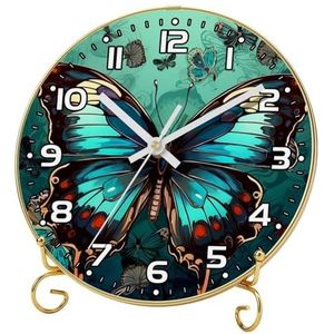 YTYVAGT Wandklok, klokken voor woonkamer, werkt op batterijen, vlinder vintage bloemen, ronde stille klok 9,4 inch
