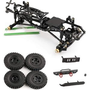 IWBR 1/24 Gemonteerd Fit for Jeep Wrangler RC Auto Frame Met Wielnaven Banden Bumper for Axiale SCX24 AXI00002 Crawler 4WD Off-Road Truck (Size : Black)