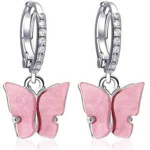 Dangle Butterfly Oorbellen Rhinestone-versierde koperen vrouwen doorboord oorbellen, Koper, Geen edelsteen