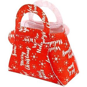 Kerst Gift Bag voor Kids Opvouwbare Tote met Patronen Xmas Elementen Patroon Handvat Maak Rood