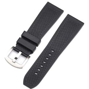 Jeniko 23mm Zwart Blauw Zacht Natuurlijk Rubber Horlogeband Compatibel Met CALIBER Horlogeband WSCA0006 Riem Armband Polsband (Color : Black, Size : 23mm)