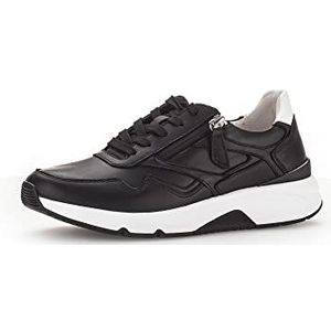 Gabor Low-Top sneakers voor dames, lage schoenen, plateauzool, straatschoenen, sportschoenen, vrijetijdsschoenen, zwart/wit, 43 EU / 9 UK