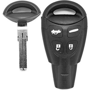 Auto Sleutel, Smartkey, draadloze afstandsbediening, zender, 4 toetsen, behuizing + noodsleutel, onbewerkt voor SAAB