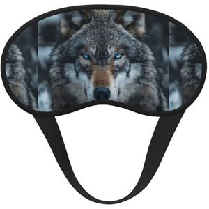 Blue Eyes Wolf Print Unisex Verduisterend Slaapmasker Comfortabel Oogmasker voor Reizen Meditatie Slaap Reizen