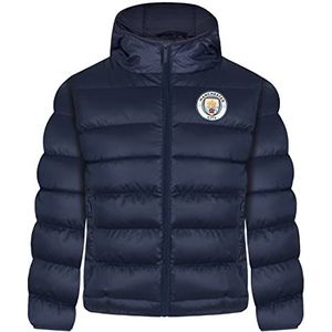 MANCHESTER CITY Jongens Jas Hooded Winter Gewatteerde Kids Officieel Voetbal Gift, Donkerblauw, 6-7 jaar