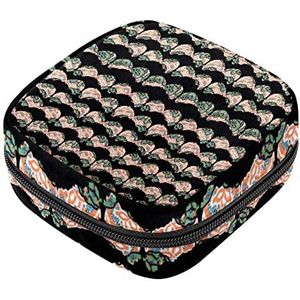 Kleine make-uptas,draagbare make-uptas,zwarte achtergrond bloemen,Travel Makeup Case Organizer for Women with Zipper