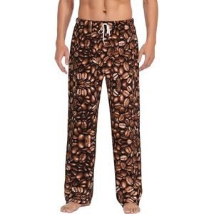 Grappige Geroosterde Koffiebonen Mannen Lange Lounge Wear Broek Nachtkleding Pyjama Bottoms Nachtkleding Met Zakken En Trekkoord, Wit, S