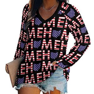 Amerikaanse vlag van huis in Ohio State nieuwigheid vrouwen blouse tops V-hals tuniek t-shirt voor legging lange mouw casual trui