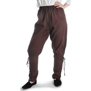 HEMAD Dames Vikingbroek - Piratenbroek - Middeleeuwse broek - Zware katoen - Bruin S/M