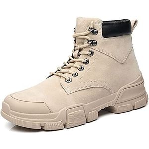 SKINII Men's Boots， LEDEREN Heren enkellaarzen Herenschoenen Casual Mode Heren Motorlaarzen Beige (Color : Beige, Size : 9.5)