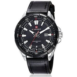 Naviforce Sport horloge mannen militair leger datum week 3 ATM waterdichte analoge quartz horloges, Zilver, riem