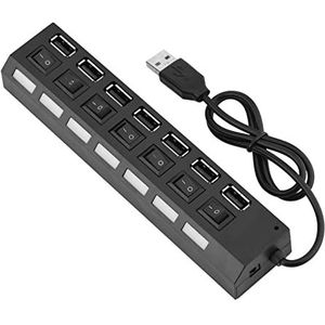 7-poorts USB-hubsplitter, 480Mbps 7-poorts USB 2.0-hub voor Muis/printer/scanner, Geen Conflict Hub-splitter Plug & Play