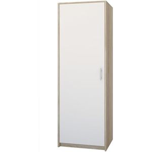 Home Collective Moderne kledingkast met 1 deur | kast met kledingstang en plank | ruimtebesparende hoge kast voor slaapkamer, hal, kinderkamer | 42x55x180 cm (BxDxH) | Sonoma White