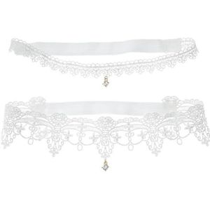 Elegante bruiloftsaccessoire voor vrouwen en meisjes - 2 stuks strass hanger kousenband, elastische klassieke bruidsdame sierlijk, Eén maat, Polyester