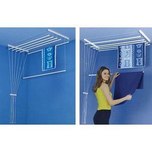 ETEND'MIEUX® hangend wasrek aan het plafond, 7 stangen, 59 cm x 80 cm, droogcapaciteit 5,60 m