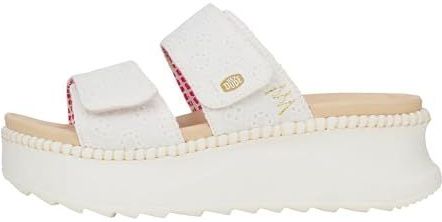 Hey Dude Shoes Delray Slide Eyelet 43203.100 Sandalo con zeppa a due fasce in tessuto Bianco 41