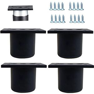 HBLZG Set van 4 meubelpoten, kastpoten, metaal, verstelbaar, voor bankpoten, koffietafelpoten, tafelpoten, kastpoten, aluminium, 4 cm, zwart