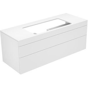 Keuco Edition 400 Vanity unit 31583, zonder kraangat, 1400 x 546 x 535 mm, Lichaam/Voorzijde: Wit structuurlak/Kasjmierglas mat