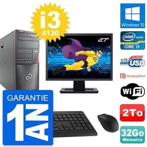 Fujitsu W530 PC Tower, 27 inch (68,6 cm), Intel i3-4130 RAM, 32 GB, harde schijf 2 TB, Windows 10, WiFi (gereviseerd)