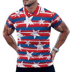 Amerikaanse Vlag Sterren Casual Poloshirts Voor Mannen Slim Fit Korte Mouw T-shirt Sneldrogende Golf Tops Tees 2XL
