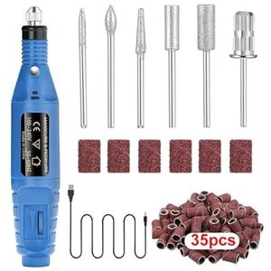 Nail Art Drill Kit File Professionele elektrische manicure pedicure boor Sander Pen Grinder met schuurbits(Blue)