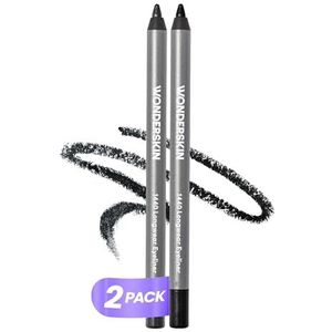 Wonderskin 1440 Longwear Black Matte & Glitter Eyelinerstift, verpakking van 2 stuks, waterbestendige, puntige en veegvaste kajalstift (Black Truffle & Liquorice)