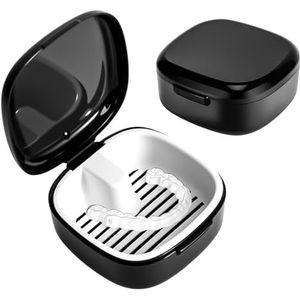 Tandprothesedoos Set - Draagbare Doos voor Tandprothesen, Orthodontische Camera's en Retainers, Met Verwijderbare Filtermand