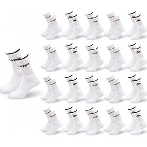 Voordeelverpakking van 20 + 1 paar Kappa sportsokken voor heren, halfrond schacht, ademend katoen, comfortabele pasvorm, grote capaciteit, ideaal voor sport en dagelijks gebruik, 1332 x 21, wit, 39-42