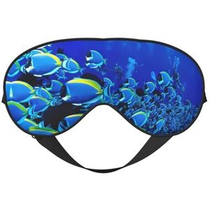 Blauwe Vissen Oceaan Print Zacht Oogmasker Gunstig Blok Licht Nap Nachtgebruik Reizen Camping Meditatie Yoga