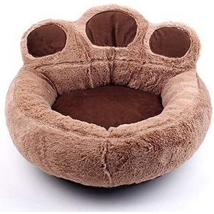 Dkee hondenbed Cartoon Bear Paw Pet Nest Kennel kattenbakvulling Afneembare Hond Mat ademend warm nest Brown PP katoen (Size : S)