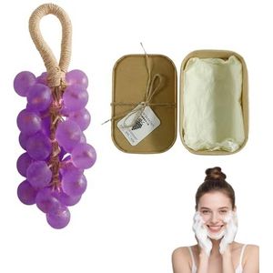 Druivenzeep, druivenzeep aan een touw, decoratieve handgemaakte kristallen druiven for het wassen van frisse lucht, langdurige geur, milde reiniging, kerstcadeau for mannen en vrouwen(L)