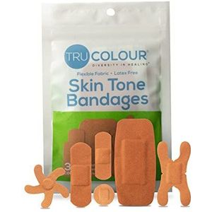 Tru-Colour Huidskleur Diverse Bandages: Olijf enkele zak (30 stuks, groene zak)