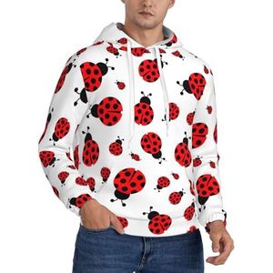 Jkkghll Lieveheersbeestje Print Mannen Hooded Warme Lichtgewicht Trui Voor Winter Herfst En Lente Casual Wear, Zwart, XS