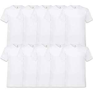 Fruit of the Loom T-shirt, met V-hals, in verschillende maten en kleuren, 10 stuks, wit, XL