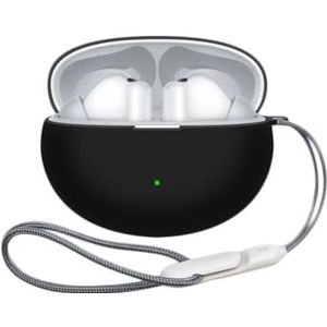 Hoofdtelefoon beschermhoes voor Huawei Freebuds 6i zachte siliconen hoes met nylon sleutelkoord anti-stof hoes (zwart)