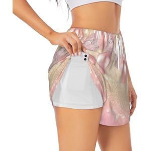YQxwJL Roze Glitter Ballon Print Atletische Hoge Taille Running Shorts Voor Vrouwen Sneldrogende Gym Workout Shorts Voor Zomer Casual, Wit, XL