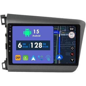RoverOne Autoradio GPS voor Honda Civic 9 FB FK FD 2012-2015 Carplay Android Auto Stereo Hoofdeenheid Bluetooth WiFi Radio Speler Sat Navigatie