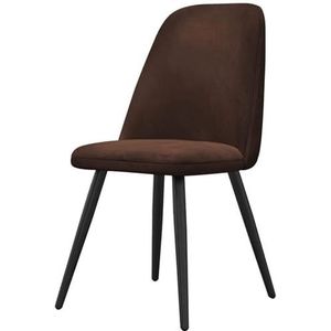 JAVYPPT Keuken Eetkamerstoelen Zachte Zitting En Terug Fluwelen Woonkamer Stoelen Met Houten Stijl Stevige Metalen Benen Receptie Stoelen (Lichtbruin-1 stuks)