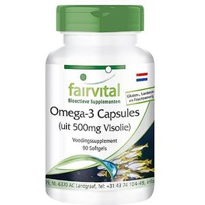 Fairvital | Omega-3 capsules van 500mg visolie - HOOG GEDOSEERD - 90 softgels - met EPA en DHA