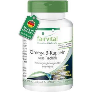 Fairvital | Omega-3 capsules van 500mg visolie - HOOG GEDOSEERD - 90 softgels - met EPA en DHA