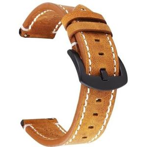 Vintage lederen handgemaakte horlogeband geschikt for Garmin Vivoactive 4 3 4S /Venu 2 2S SQ Venu2 plus 18mm 20mm 22mm horlogeband (Color : Yellowbrown, Size : 22mm)